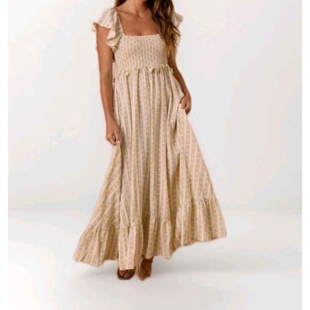New Rylee + Cru Tullabee Dress | Palm Stripe | XSmall
